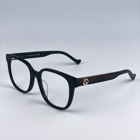 NEW Gucci GG1305OA 001 Black Havana Rectangle Women Eyeglasses - Picture 6 of 11